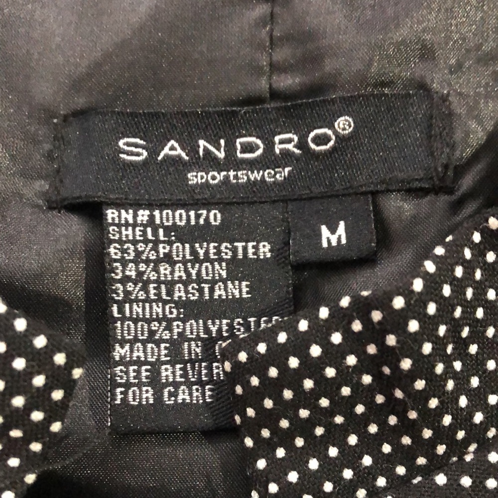 Sandro Sportswear Blazer Jacket, Size Medium, Black White - Picture 3 of 3